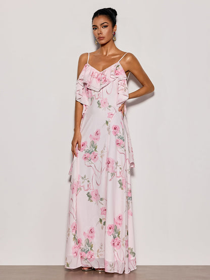Nostel Spaghetti Floral Maxi Dress