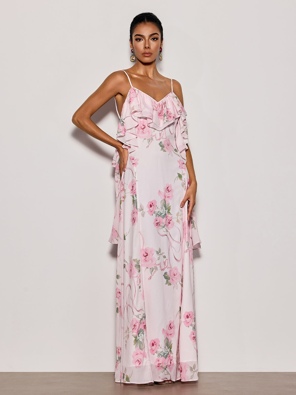 Nostel Spaghetti Floral Maxi Dress