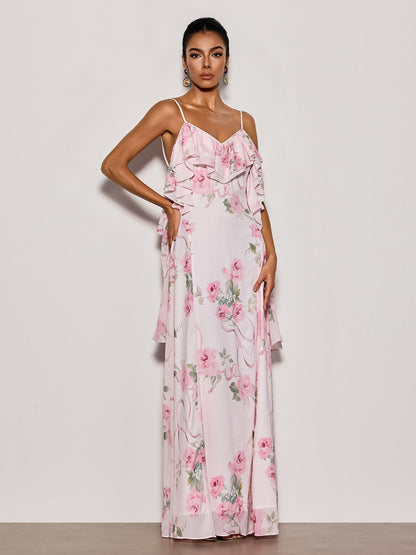 Nostel Spaghetti Floral Maxi Dress