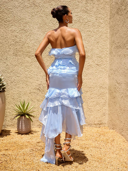 Nytheron Strapless Ruffle Maxi Dress