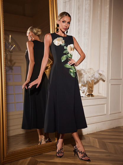 Rosstef Floral Embroidered Midi Dress