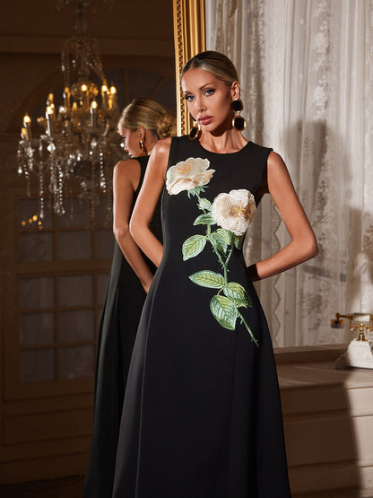 Rosstef Floral Embroidered Midi Dress
