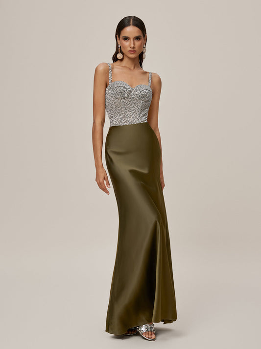 Rosstef Spaghetti Lace Up Embroidered Maxi Gown