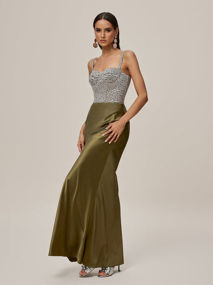 Ooyu Spaghetti Lace Up Embroidered Maxi Dress