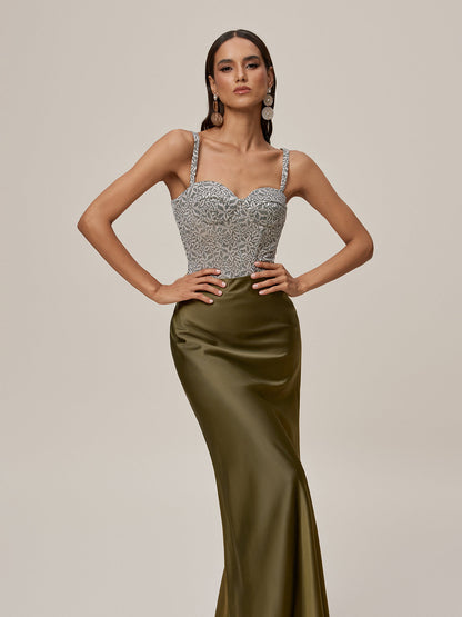 Ooyu Spaghetti Lace Up Embroidered Maxi Dress