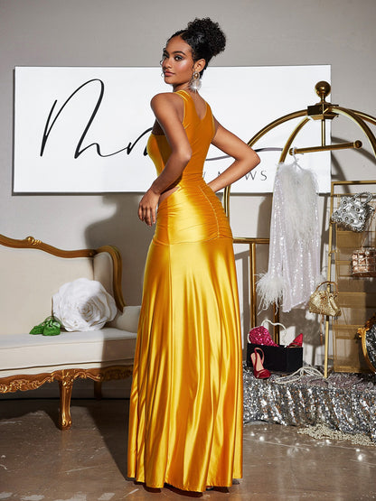 Rosstef Crystal Cutout Saten Maxi Giyin