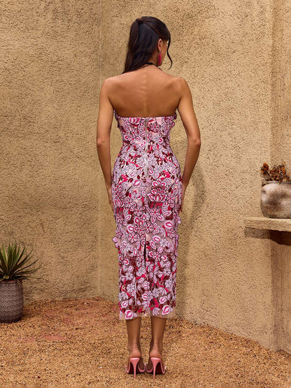 Rosstef Strapless Floral Midi Giyin