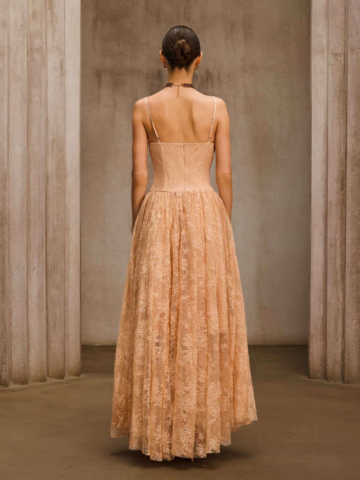 Pavora Spaghetti Lace Maxi Dress