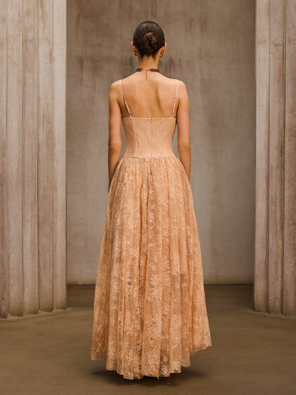 Pavora Spaghetti Lace Maxi Dress