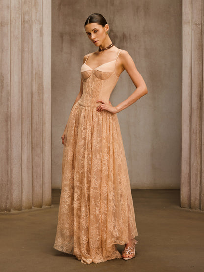 Pavora Spaghetti Lace Maxi Dress