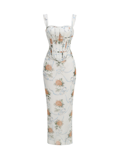 Pheron Off Shoulder Floral Maxi Dress