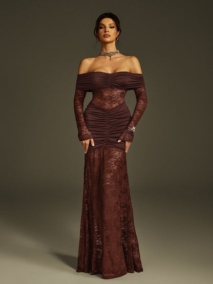 Poseidon Off Shoulder Lace Maxi Dress