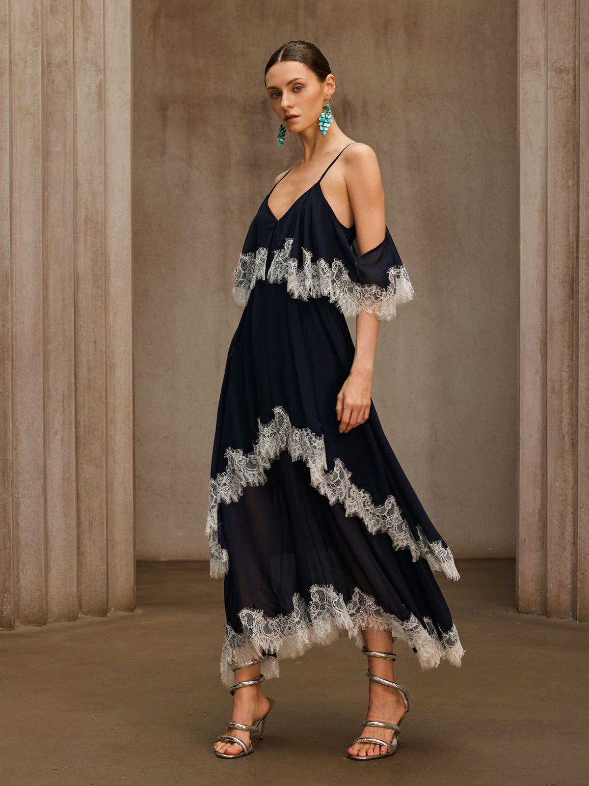 Praxoryn Spaghetti Lace Maxi Dress