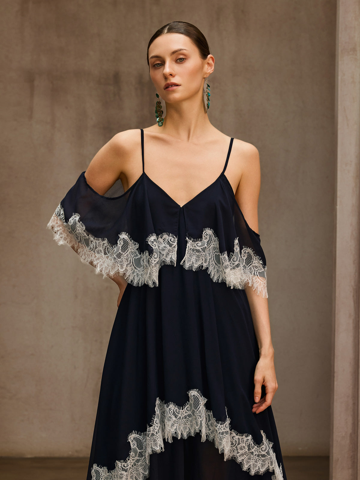 Praxoryn Spaghetti Lace Maxi Dress