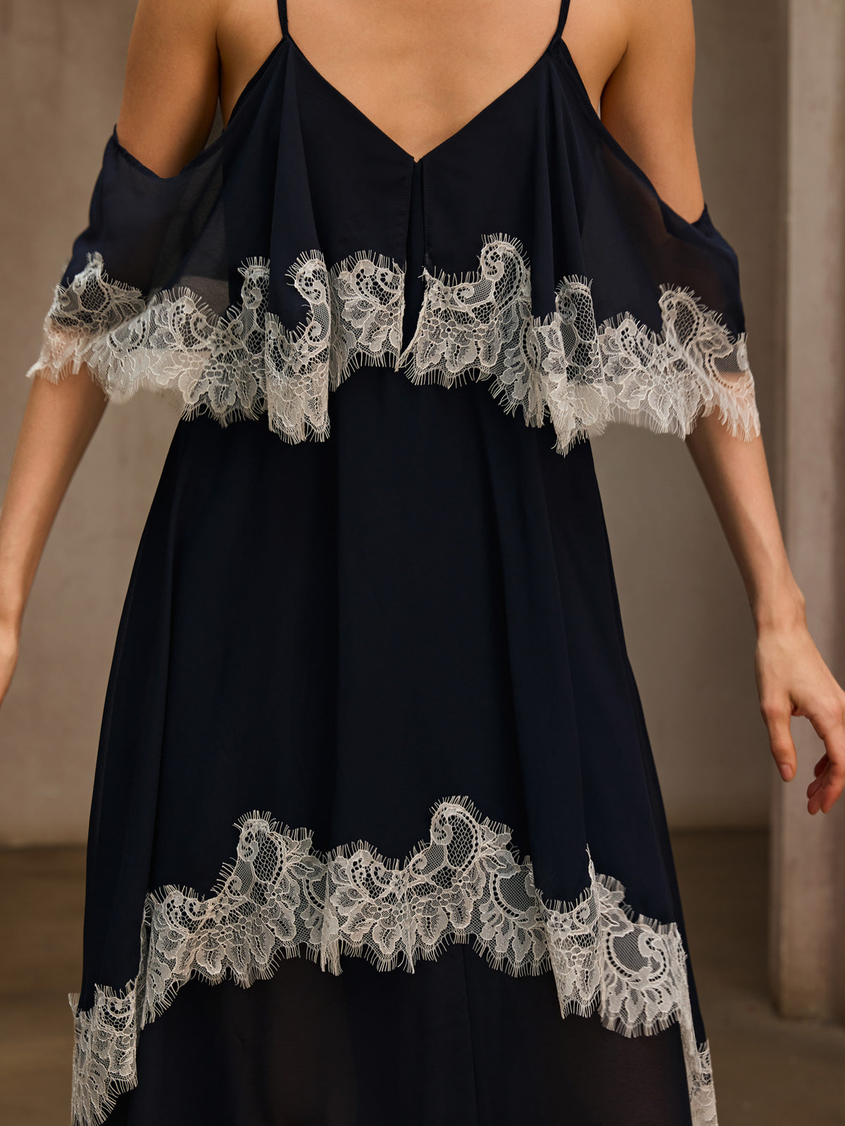 Praxoryn Spaghetti Lace Maxi Dress
