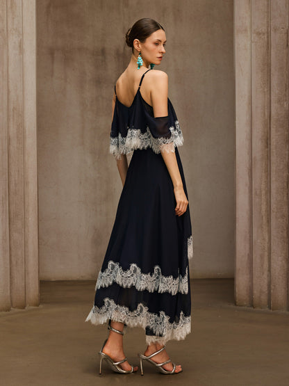 Praxoryn Spaghetti Lace Maxi Dress