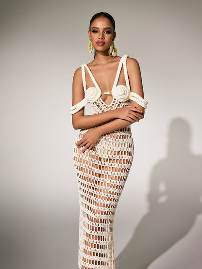 Pzvra Sleeveless Cutout Knitted Maxi Dress