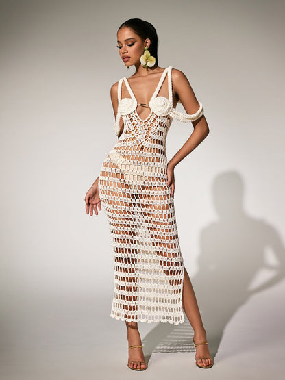Pzvra Sleeveless Cutout Knitted Maxi Dress