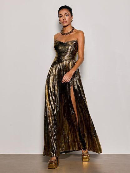 Rosstef Altın Renkli Şıngır Maxi Gown