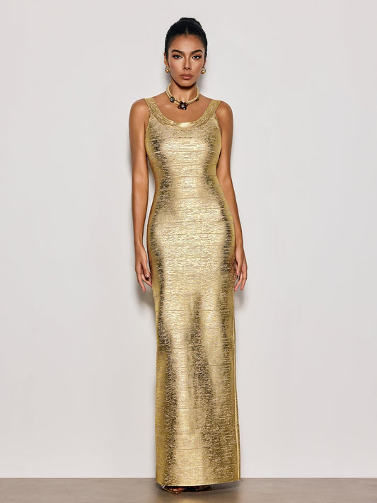 Rosstef Gold U Neck Bandaj Maxi Giyin