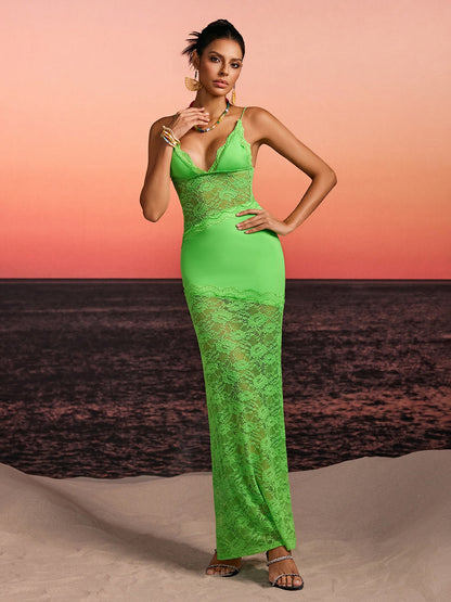 Ravynex Spaghetti Lace Maxi Dress
