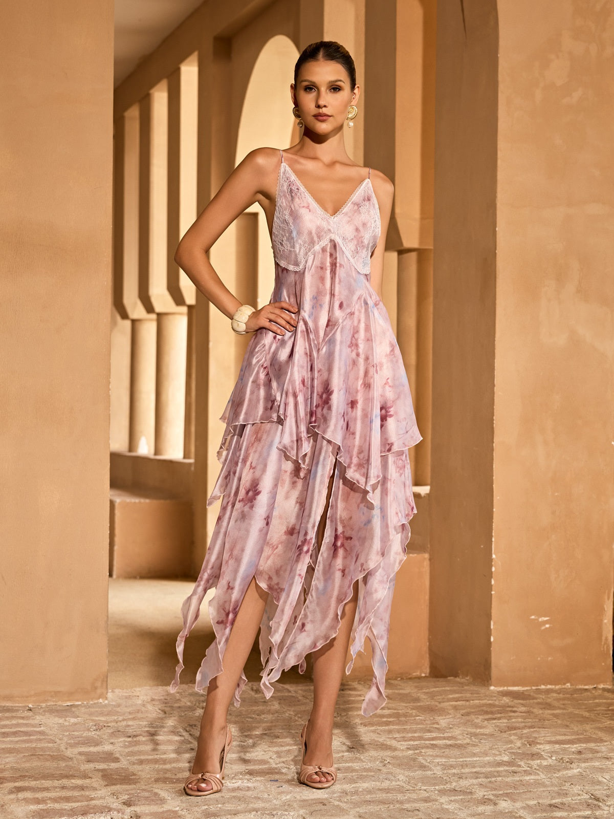 Rosstef Ruffle Floral Midi Gown