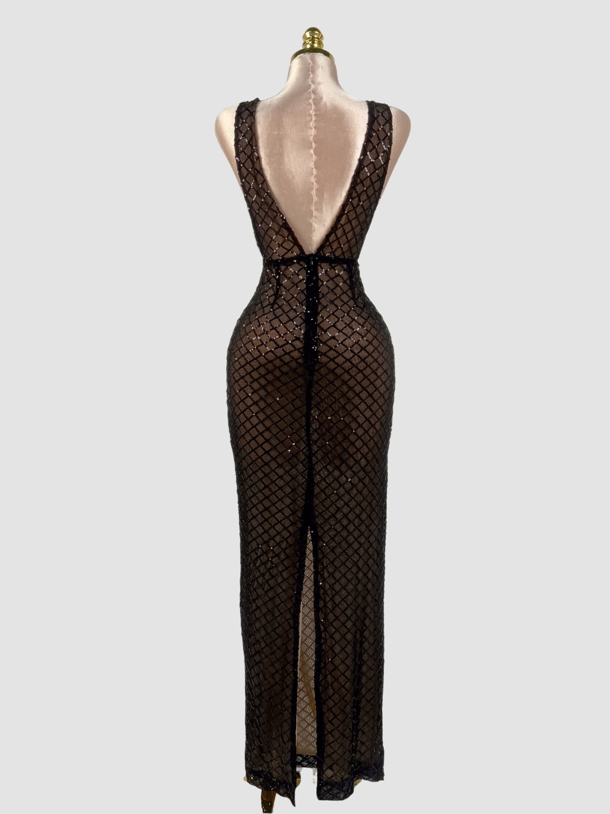 Raziya V Neck Bow Sequin Maxi Dress In Black