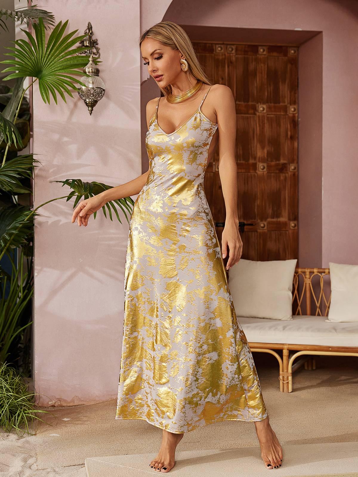 Rosstef Metallic Maxi Dress