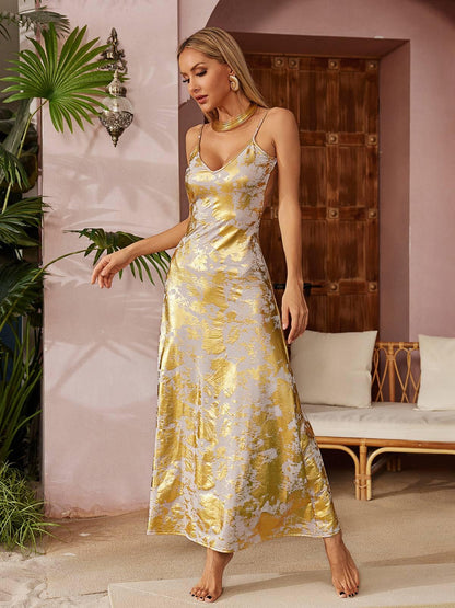Rosstef Metallic Maxi Dress