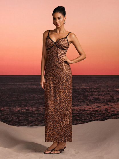 Rodel Spaghetti Leopard Midi Dress