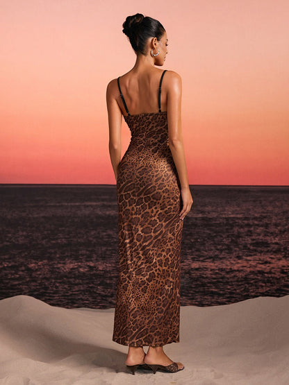 Rodel Spaghetti Leopard Midi Dress