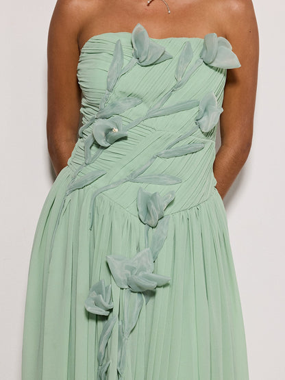 Rosary Strapless Flower Maxi Dress
