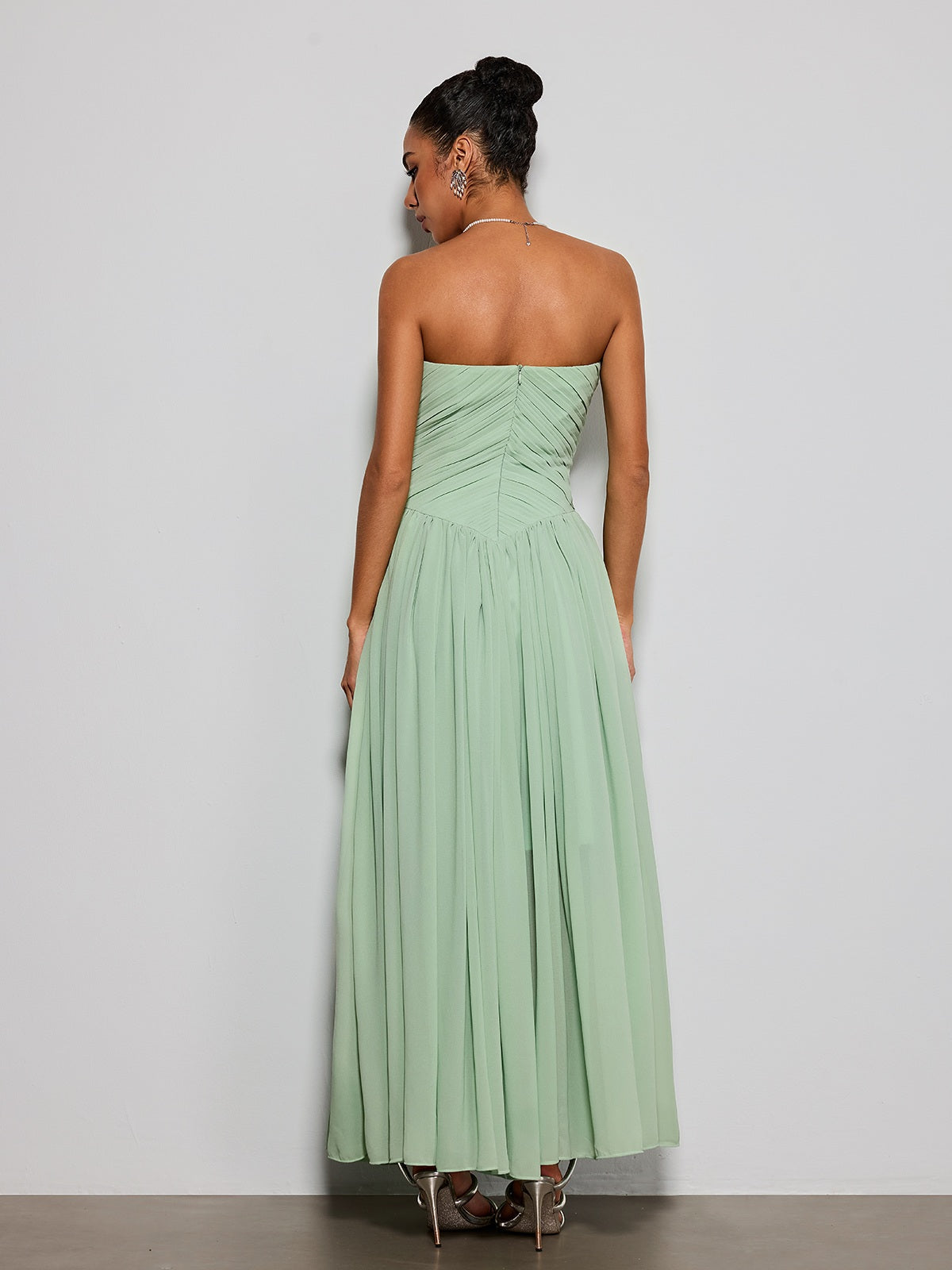 Rosary Strapless Flower Maxi Dress