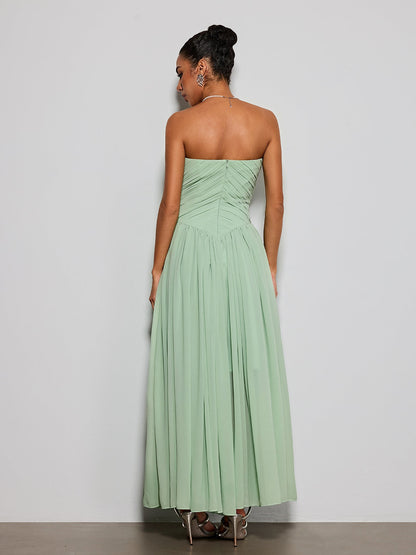 Rosary Strapless Flower Maxi Dress