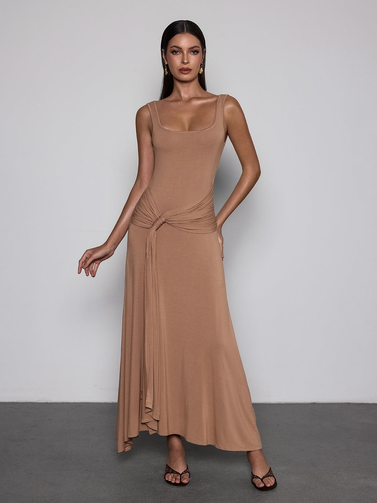 Saeldrin Spaghetti Draped Maxi Dress