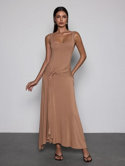 Saeldrin Spaghetti Draped Maxi Dress