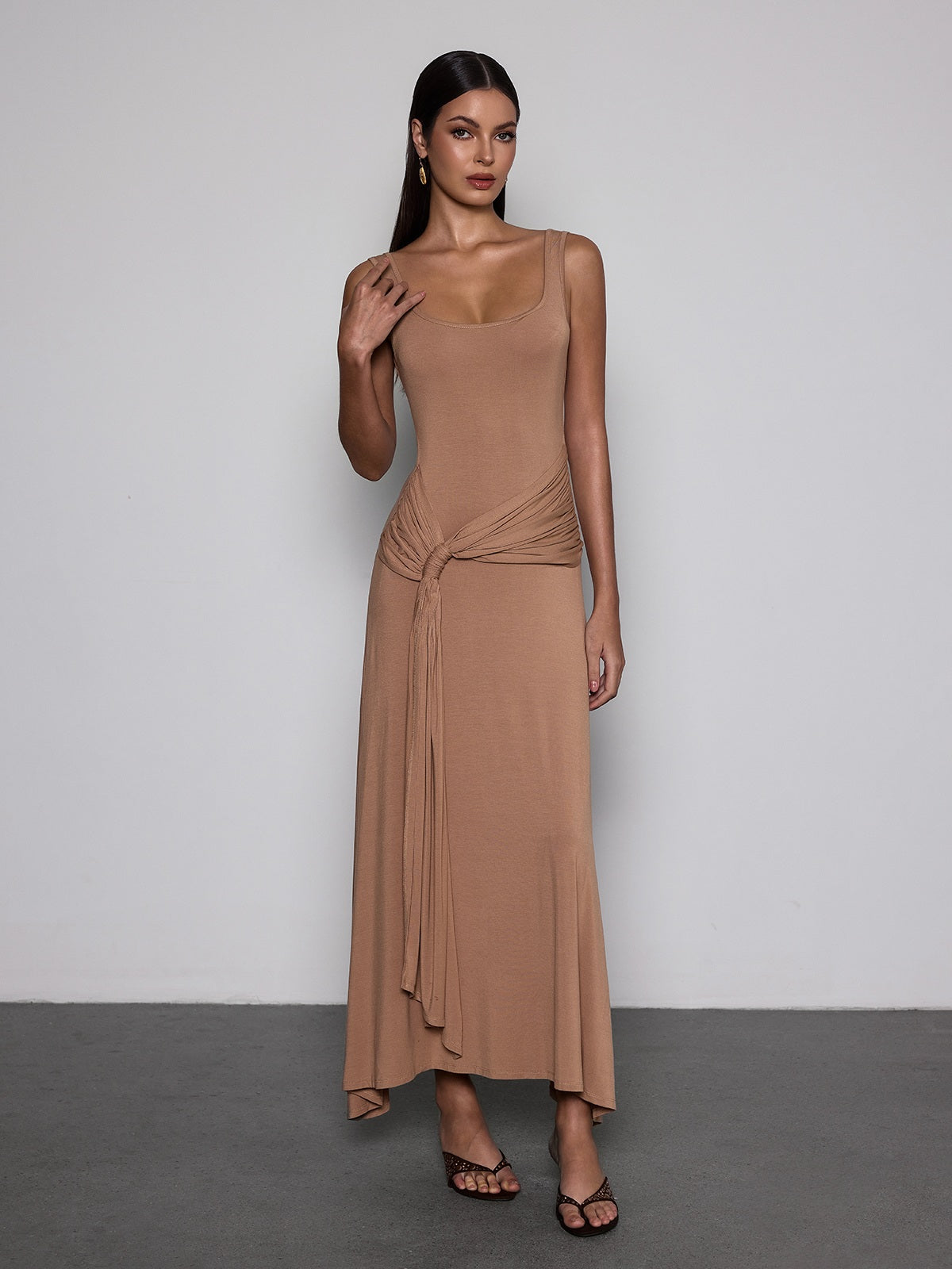 Saeldrin Spaghetti Draped Maxi Dress