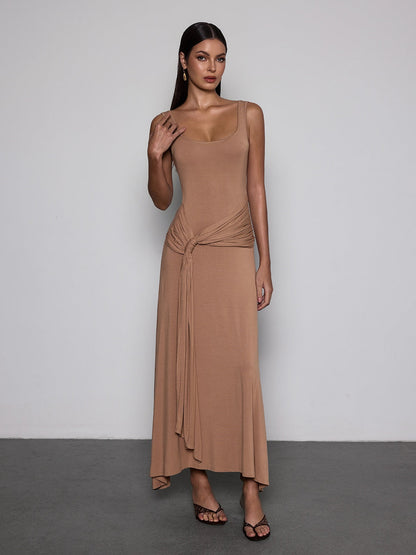 Saeldrin Spaghetti Draped Maxi Dress