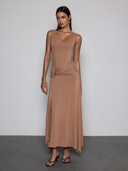 Saeldrin Spaghetti Draped Maxi Dress