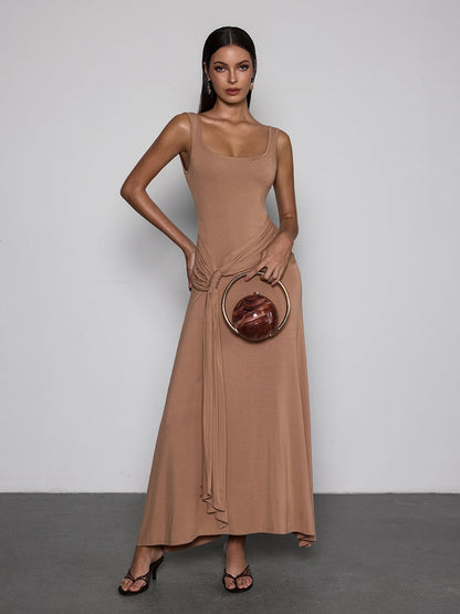 Saeldrin Spaghetti Draped Maxi Dress