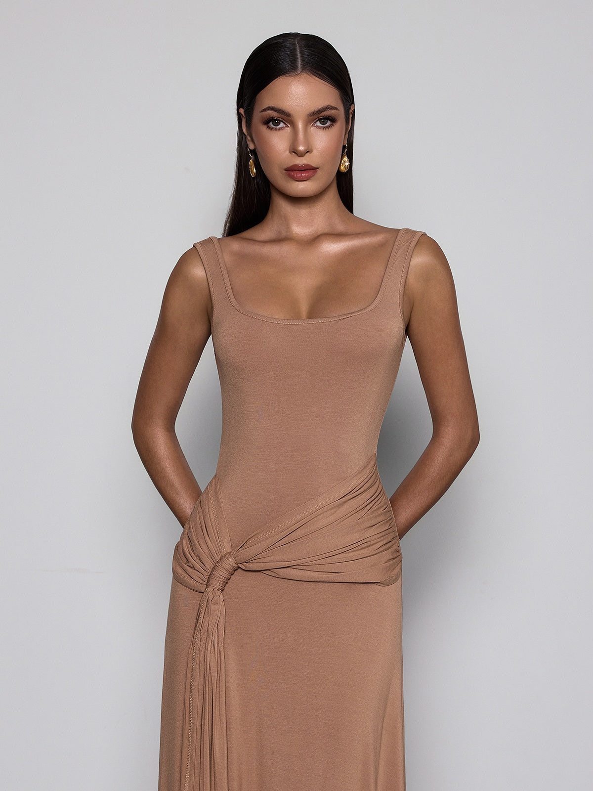 Saeldrin Spaghetti Draped Maxi Dress