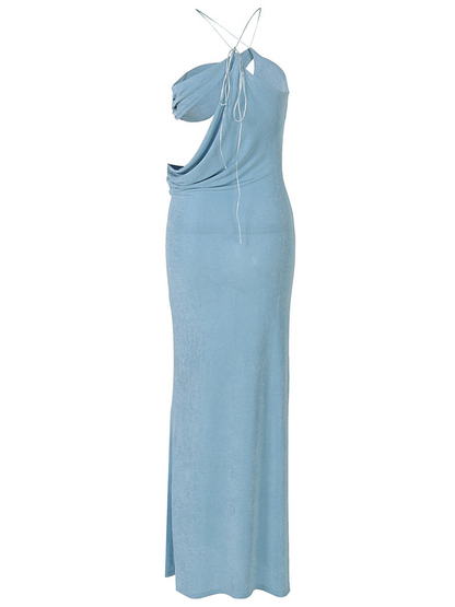 Saelvyn Halterneck Cutout Lace Up Maxi Dress