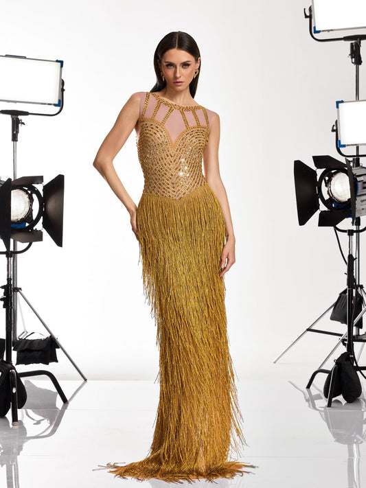 Rosstef Altın Renkli Maxi Gown