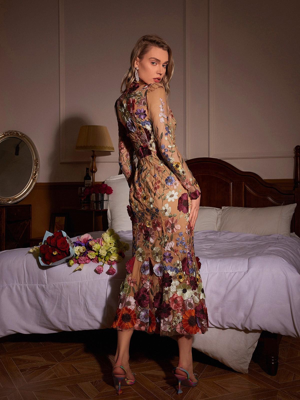 Rosstef Saige Uzun Kolluk Mesh Flower Mermaid GİYİM