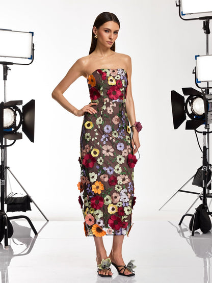 Rosstef Flower Mesh Midi Dress