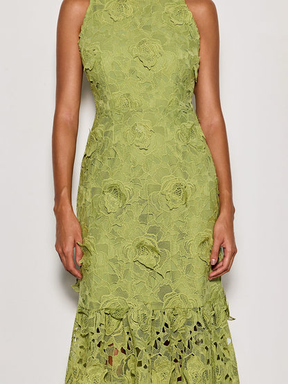 Savrel Sleeveless Cutout Flower Maxi Dress