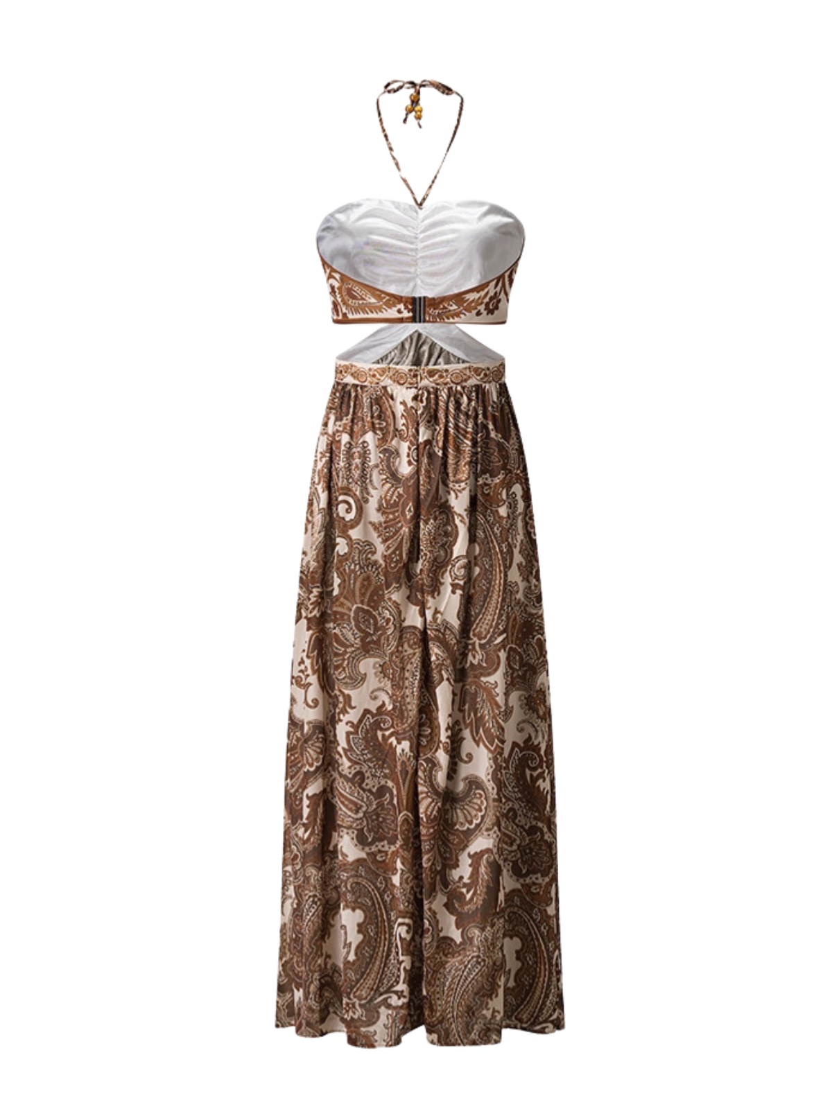 Selviq Halterneck Cutout Printed Maxi Dress