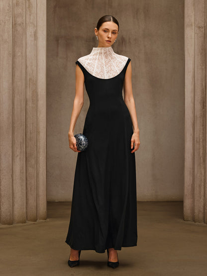 Sevionyx High Neck Lace Maxi Dress