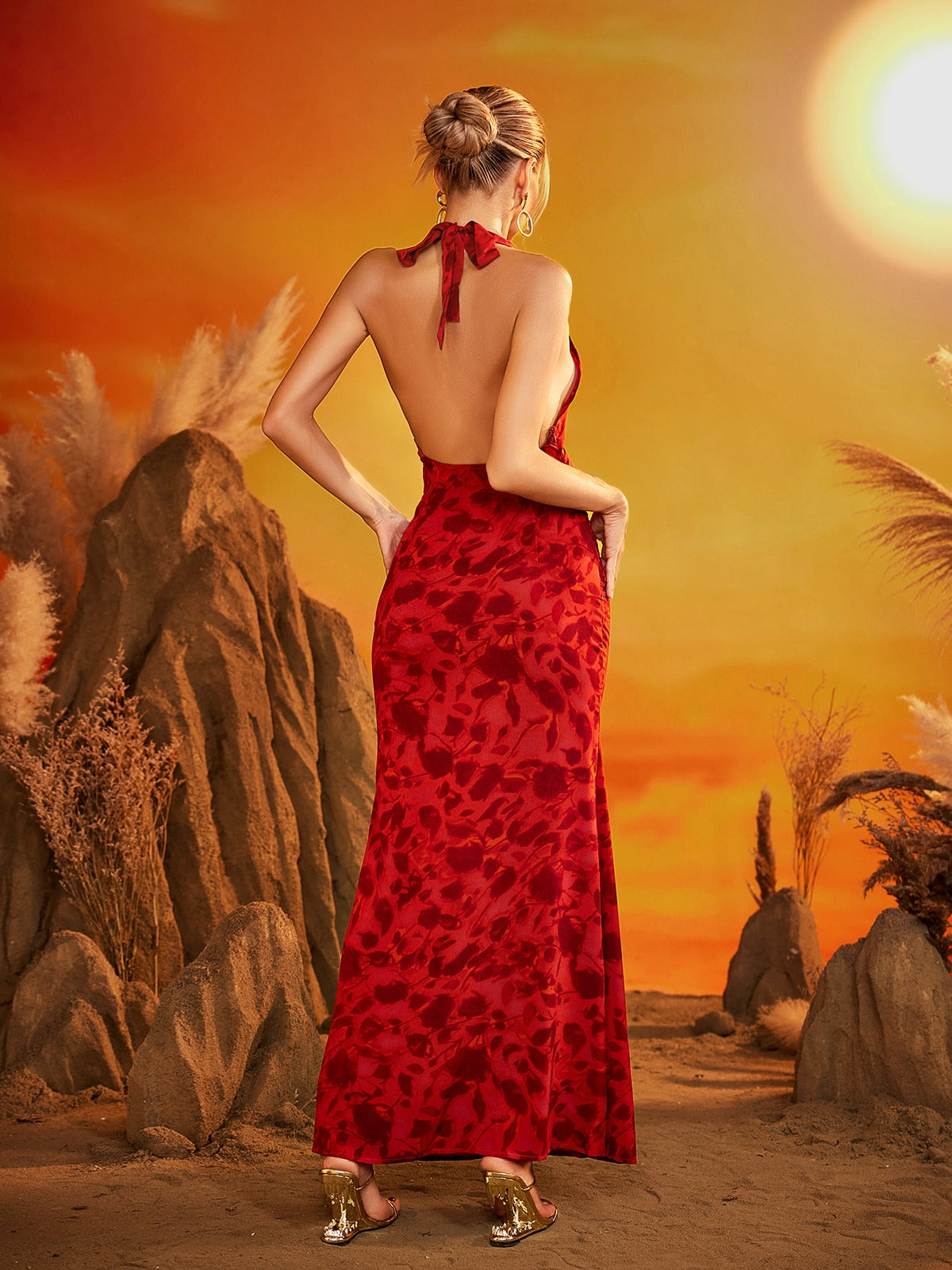 Rosstef Shemeka Halterneck Floral Maxi Dress