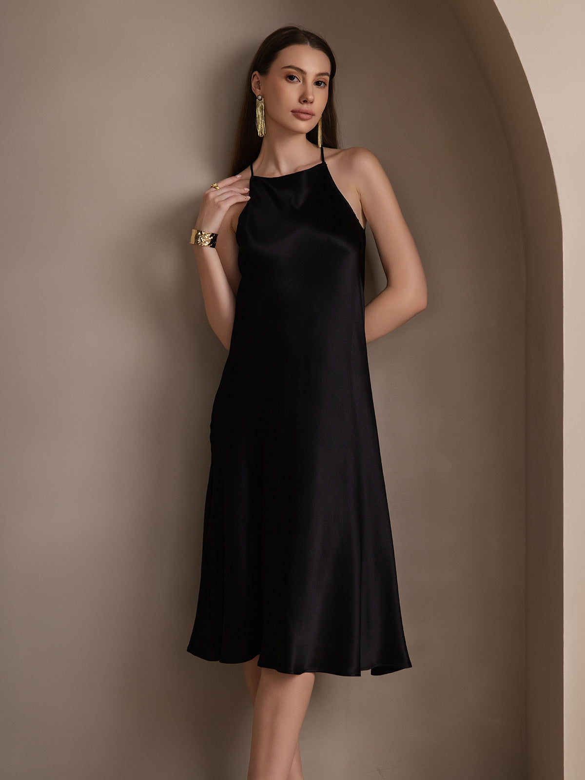 Rosstef 19Momme Silk Spaghetti Straps Maxi GİYİM